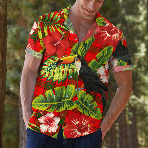 Scottish Tartan Adair Clan Hawaiian Shirt Hibiscus - Tropical Garden Style