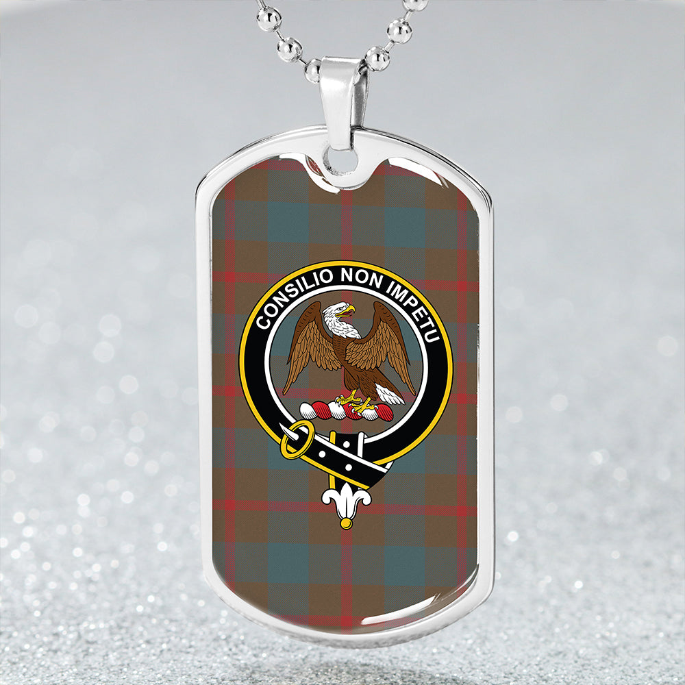 Agnew (MacAgnew) Weathered Clan Badge Classic Tartan Dog Tag Necklace