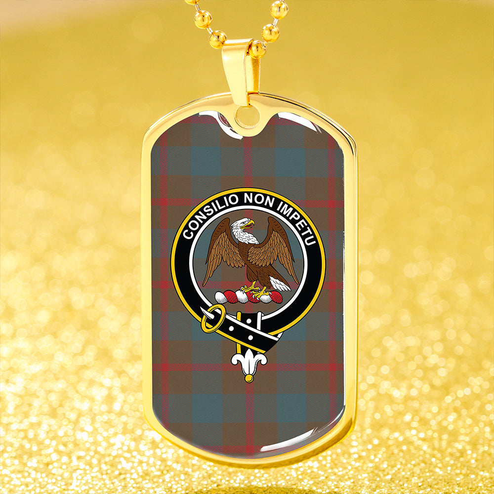 Agnew (MacAgnew) Weathered Clan Badge Classic Tartan Dog Tag Necklace