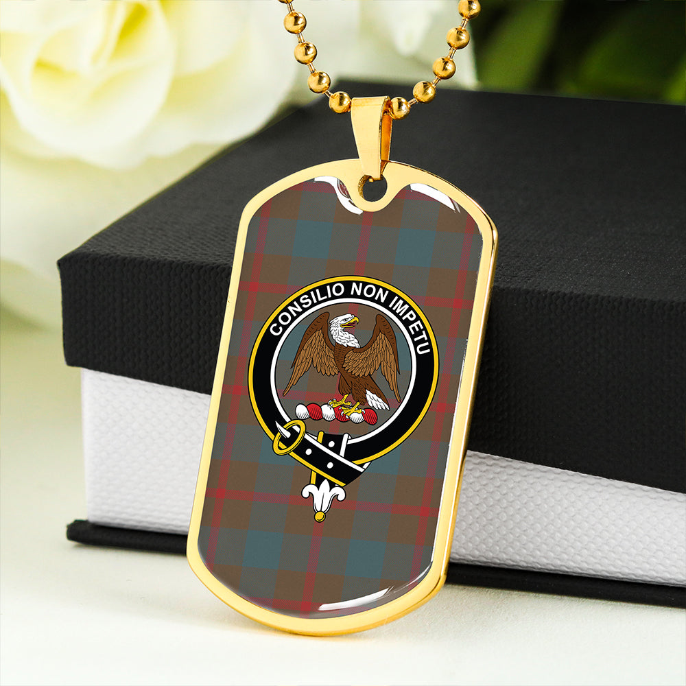 Agnew (MacAgnew) Weathered Clan Badge Classic Tartan Dog Tag Necklace
