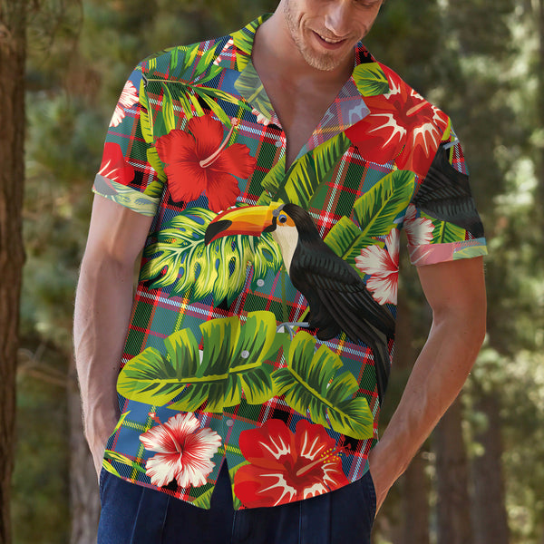 Scottish Tartan Aikenhead Clan Hawaiian Shirt Hibiscus - Tropical Garden Style