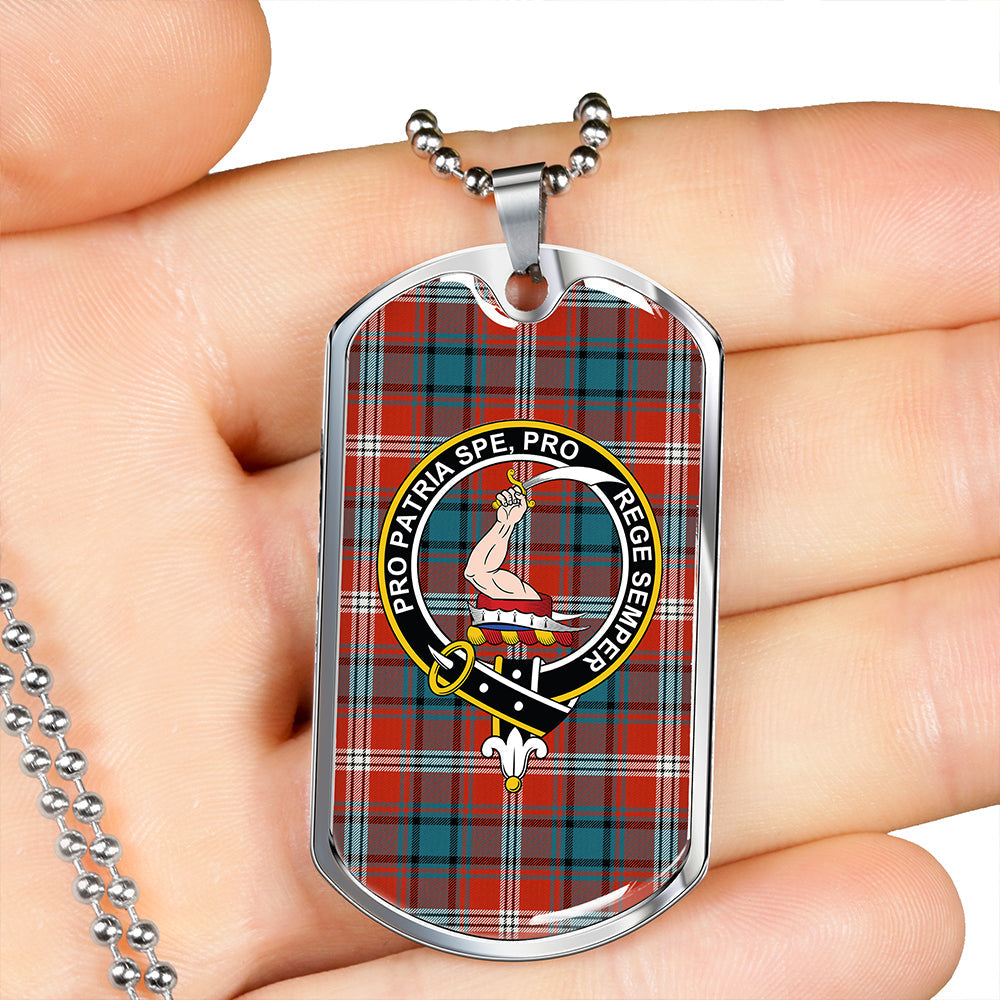 Ainslie 1992 Modern Clan Badge Classic Tartan Dog Tag Necklace