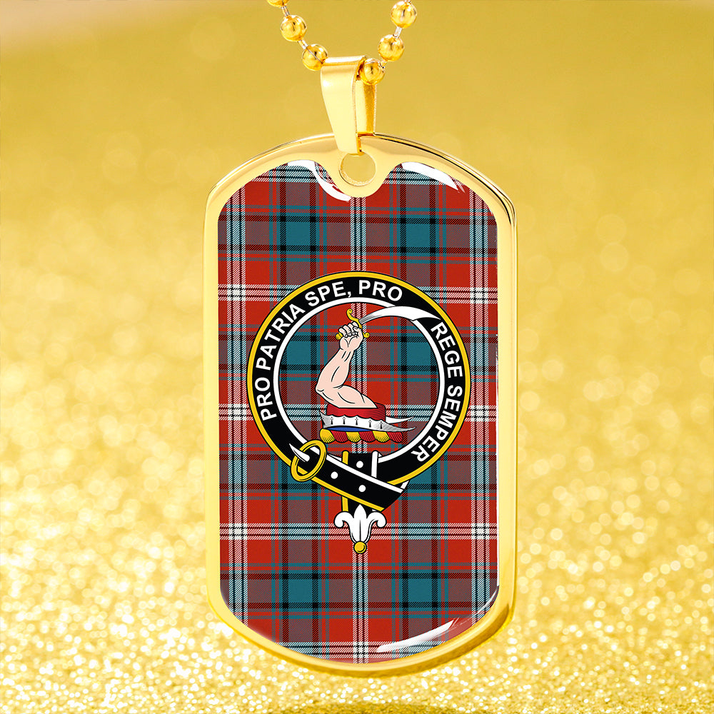 Ainslie 1992 Modern Clan Badge Classic Tartan Dog Tag Necklace
