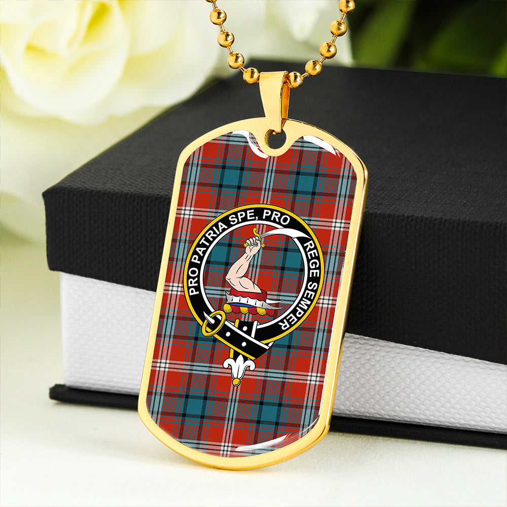 Ainslie 1992 Modern Clan Badge Classic Tartan Dog Tag Necklace