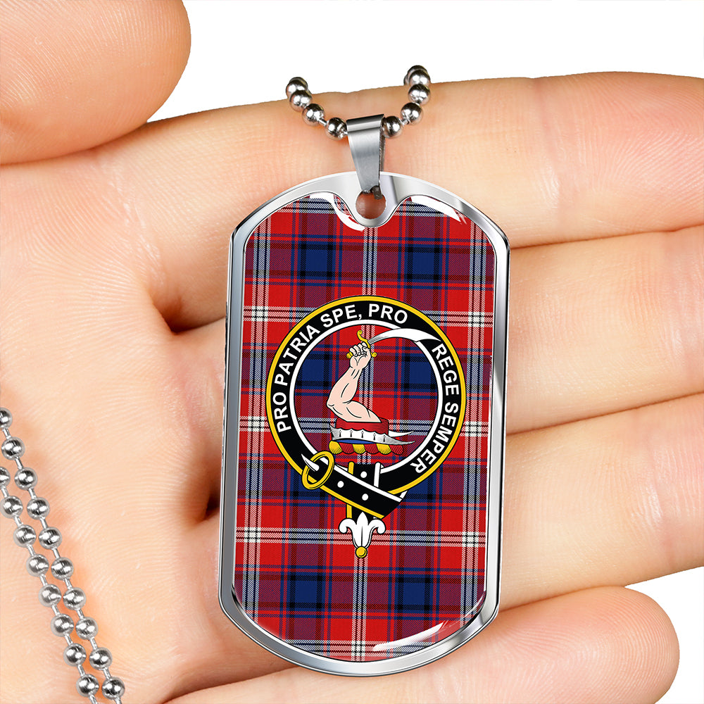 Ainslie 1992 Weathered Clan Badge Classic Tartan Dog Tag Necklace