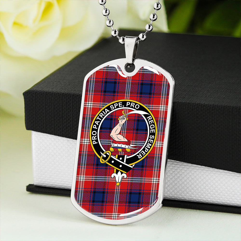 Ainslie 1992 Weathered Clan Badge Classic Tartan Dog Tag Necklace