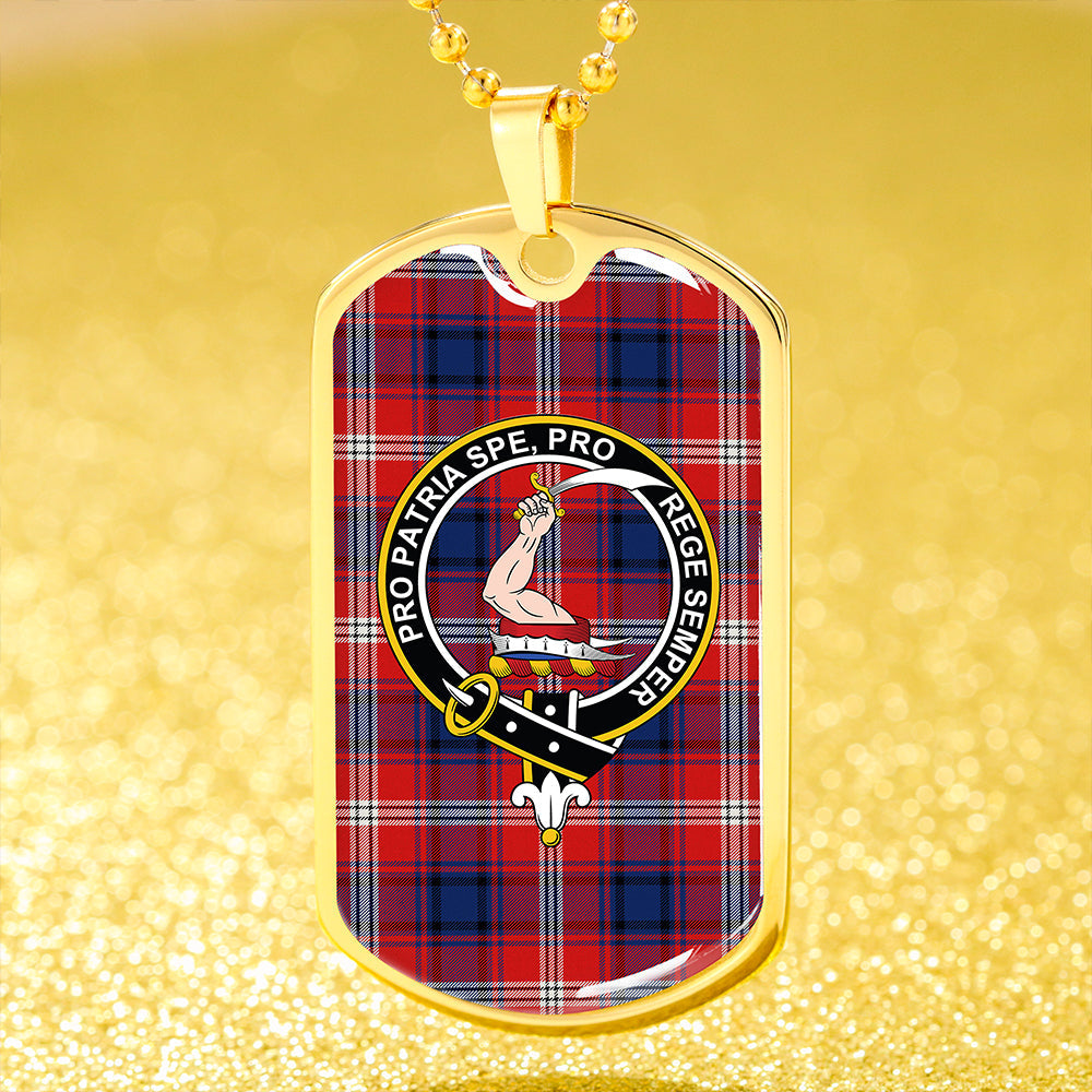 Ainslie 1992 Weathered Clan Badge Classic Tartan Dog Tag Necklace