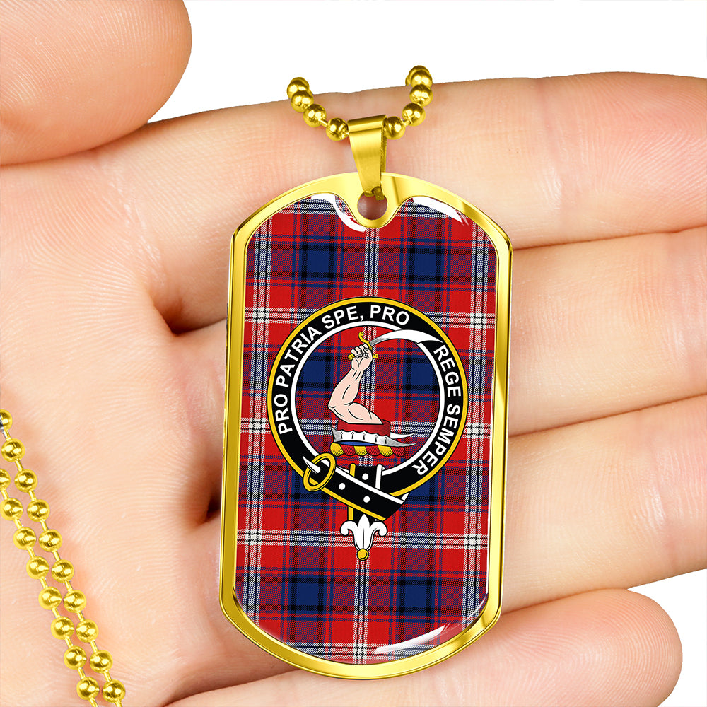 Ainslie 1992 Weathered Clan Badge Classic Tartan Dog Tag Necklace