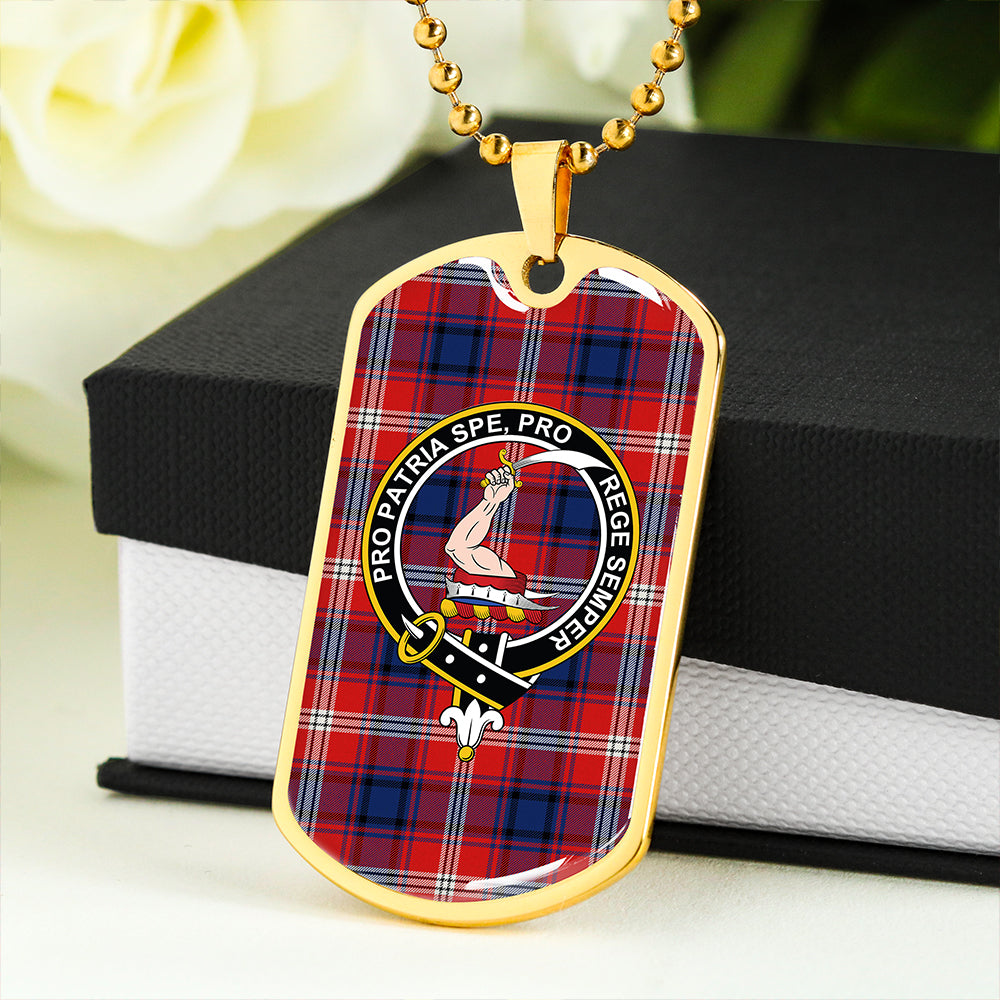 Ainslie 1992 Weathered Clan Badge Classic Tartan Dog Tag Necklace