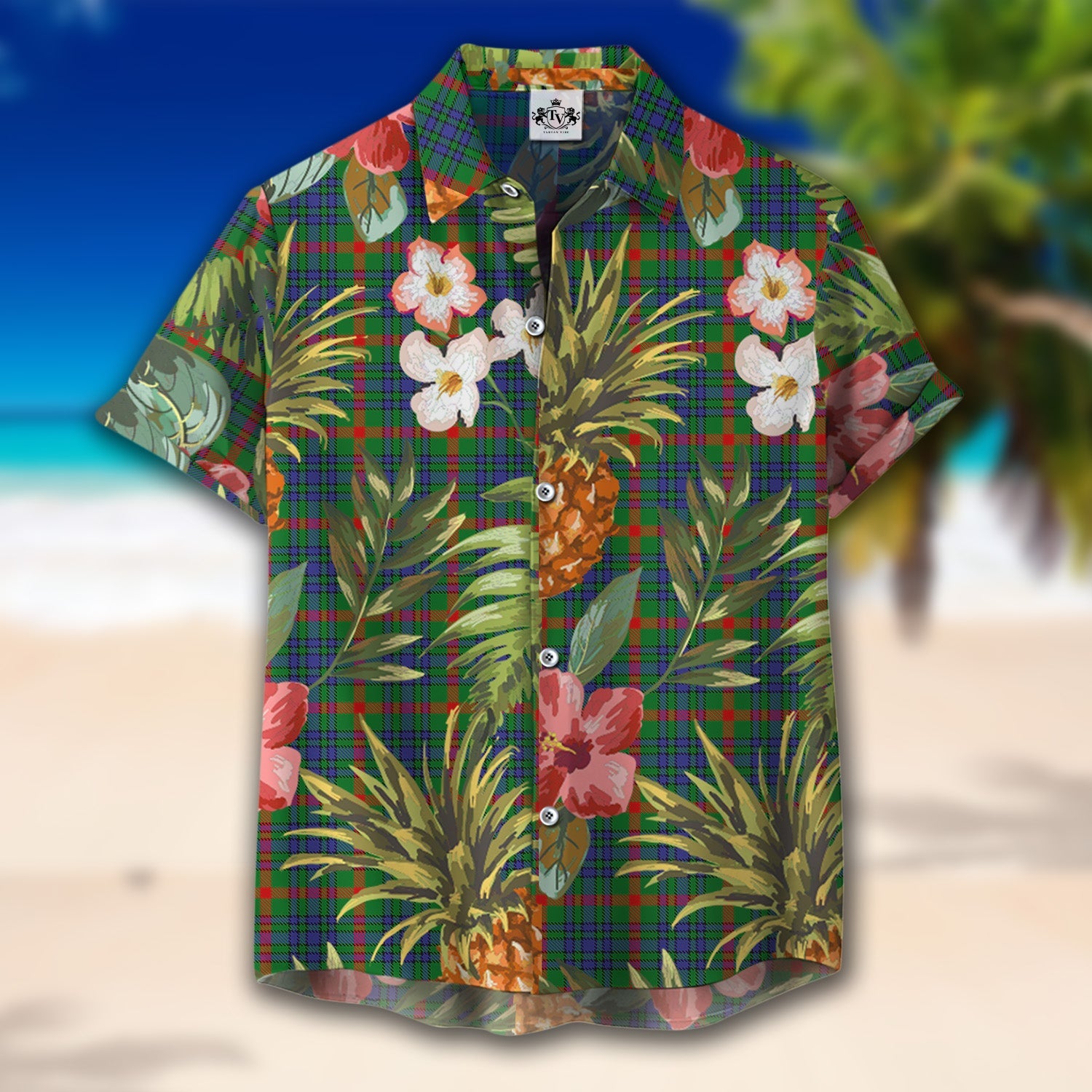 Scottish Tartan Aiton Clan Hawaiian Shirt Hibiscus - Tropical Garden Style