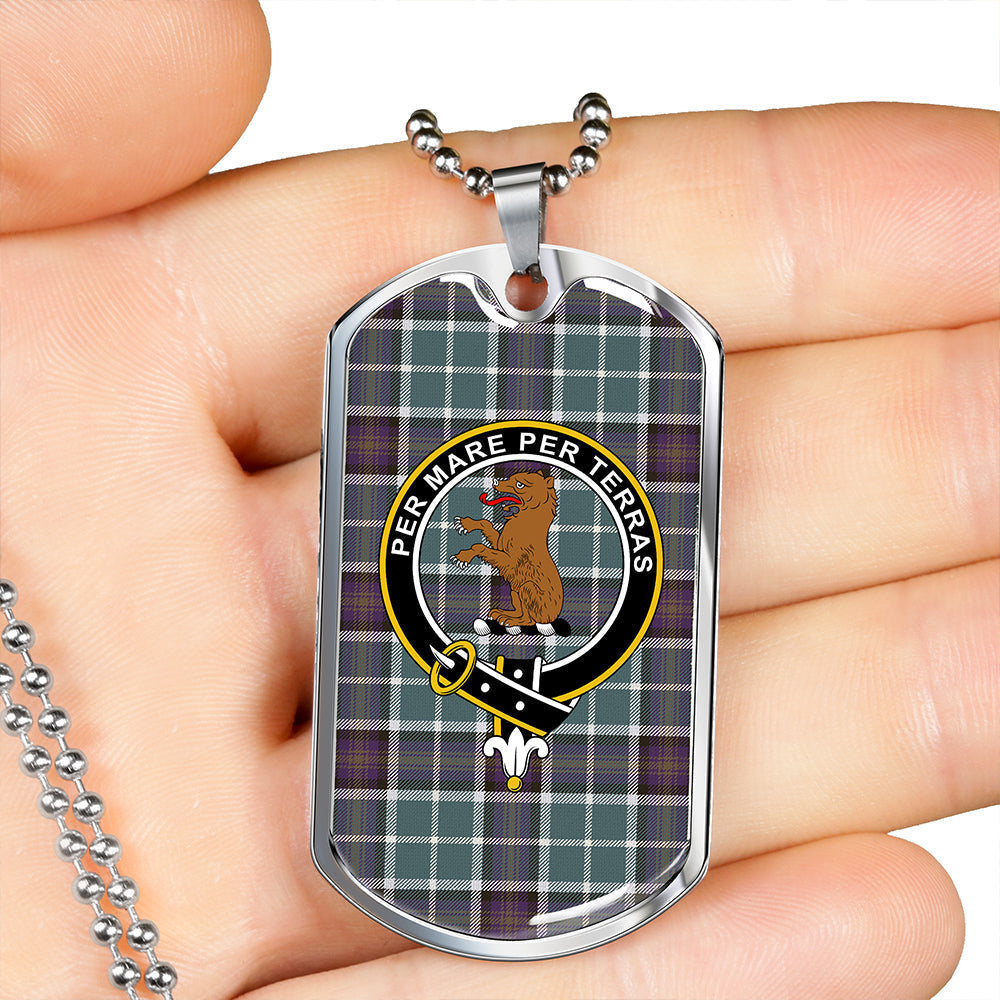 Alexander of Menstry Weathered Clan Badge Classic Tartan Dog Tag Necklace