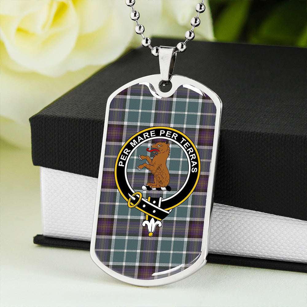 Alexander of Menstry Weathered Clan Badge Classic Tartan Dog Tag Necklace