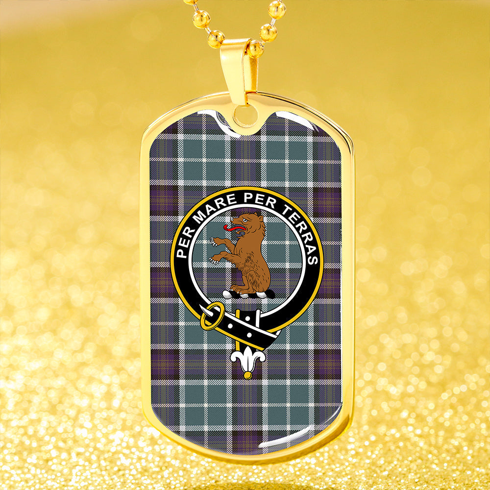 Alexander of Menstry Weathered Clan Badge Classic Tartan Dog Tag Necklace