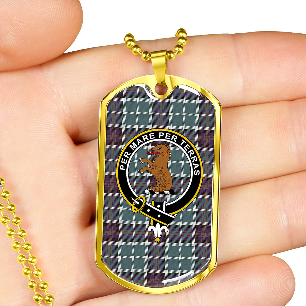 Alexander of Menstry Weathered Clan Badge Classic Tartan Dog Tag Necklace