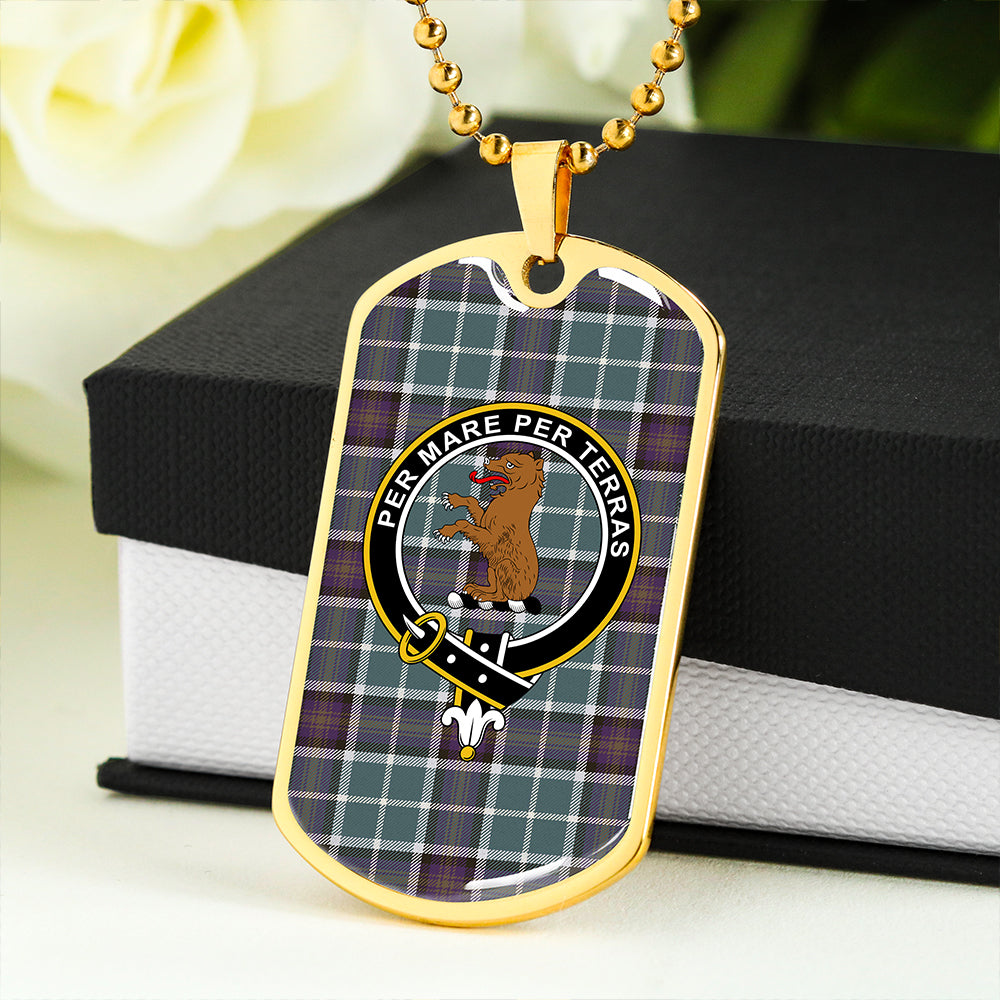 Alexander of Menstry Weathered Clan Badge Classic Tartan Dog Tag Necklace