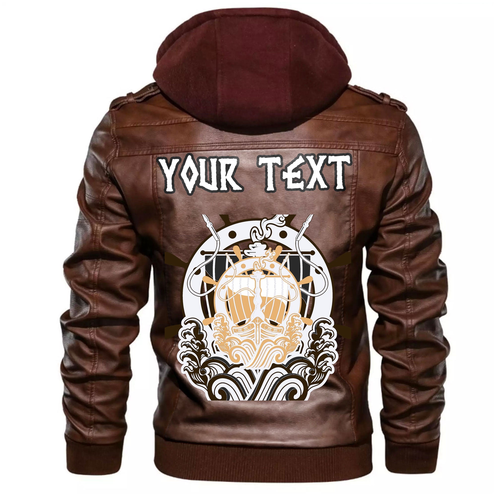 Custom Viking Ancient Vessel ShishLogo Leather Jacket