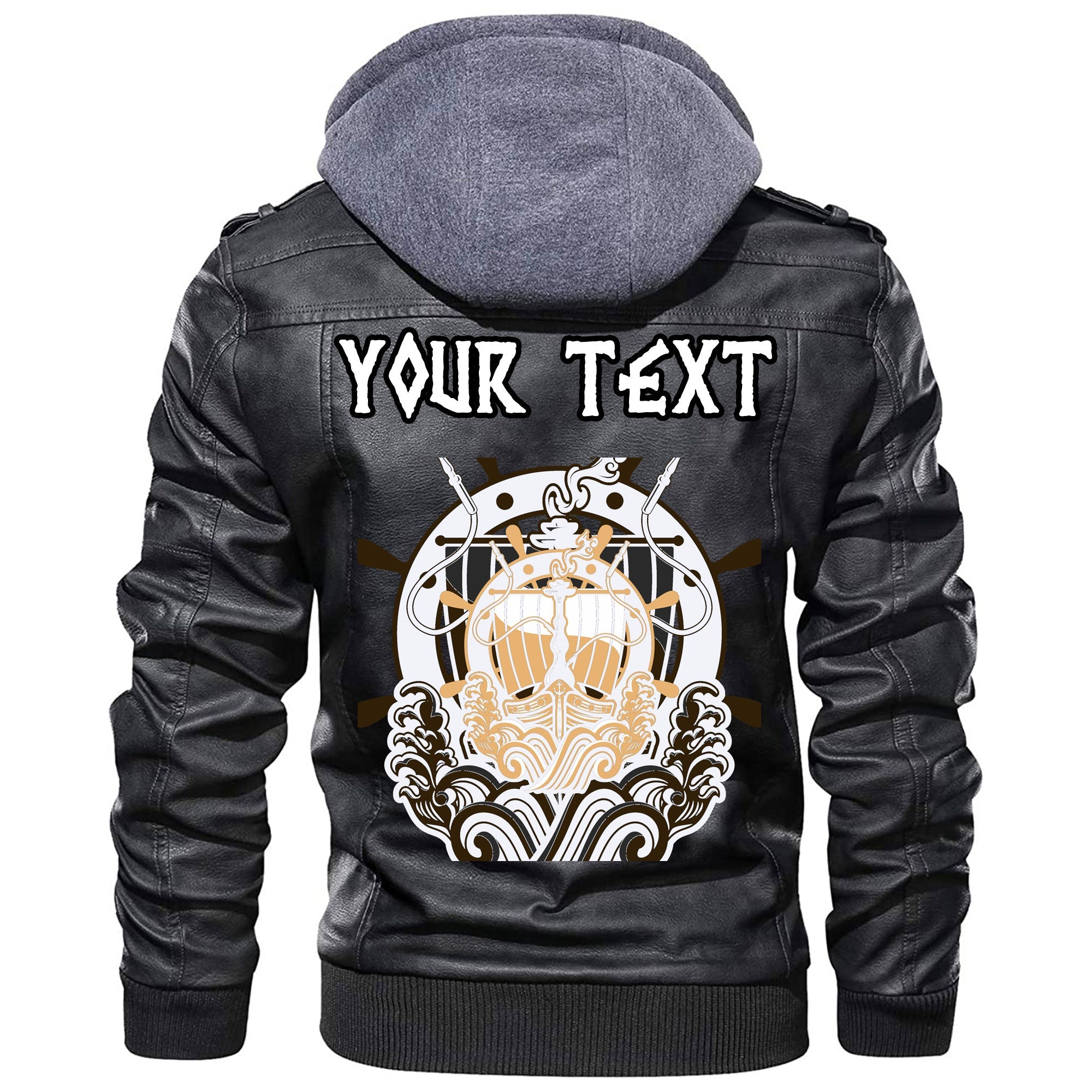 Custom Viking Ancient Vessel ShishLogo Leather Jacket