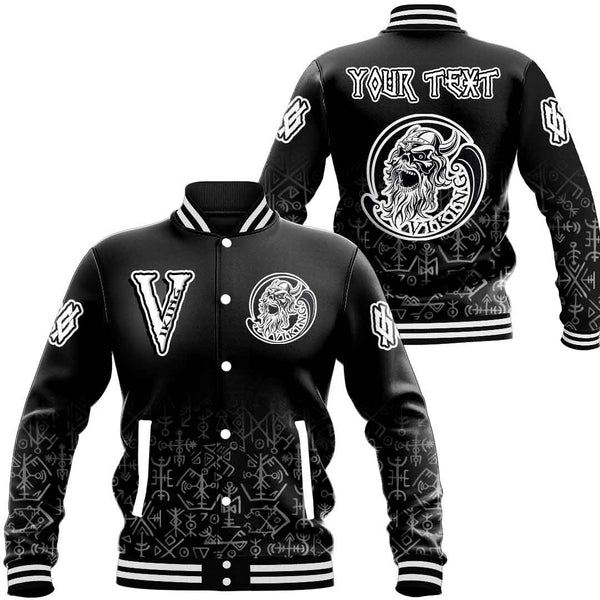 Custom Viking Baseball Jacket Ancient Warrior Skull