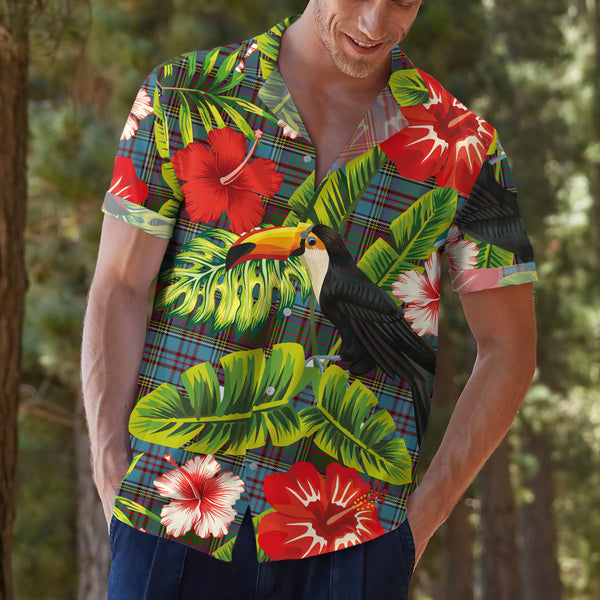 Scottish Tartan Anderson Clan Hawaiian Shirt Hibiscus - Tropical Garden Style