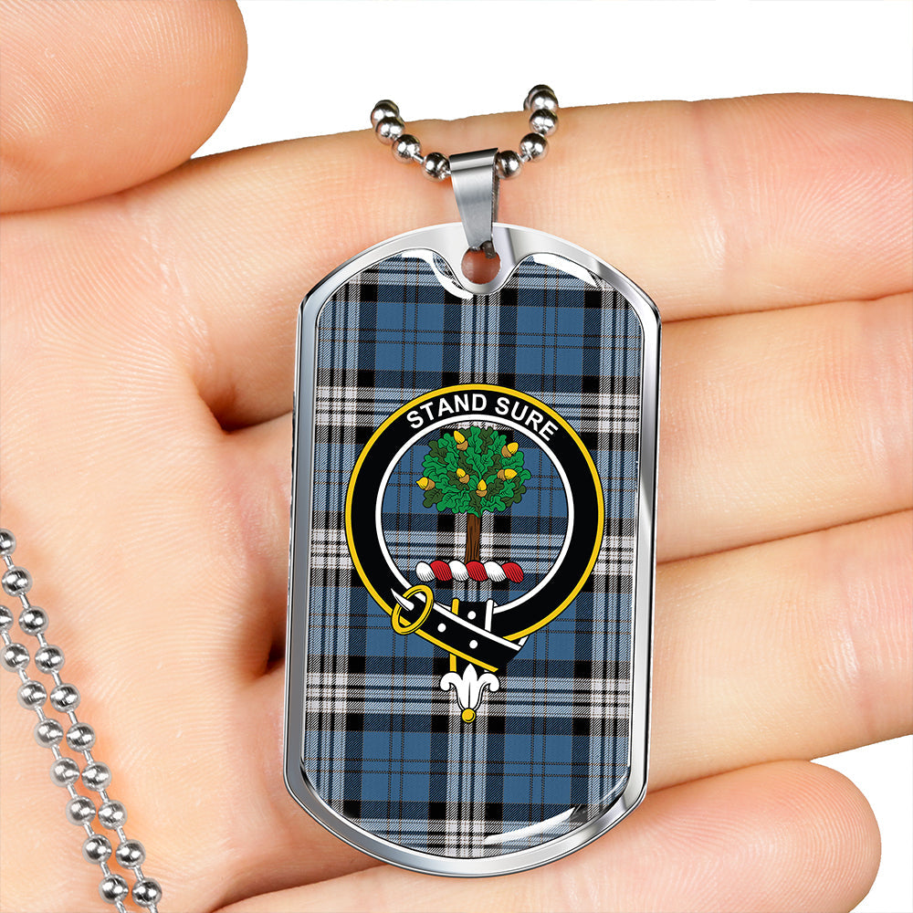 Anderson Blue Modern Clan Badge Classic Tartan Dog Tag Necklace