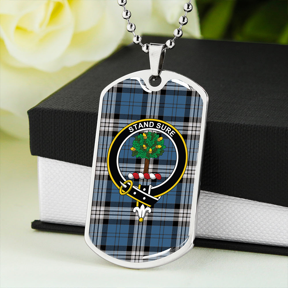 Anderson Blue Modern Clan Badge Classic Tartan Dog Tag Necklace