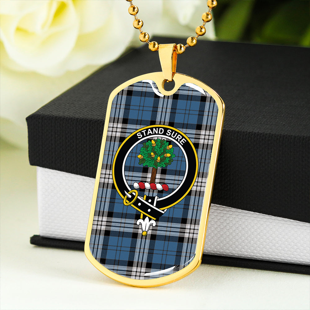 Anderson Blue Modern Clan Badge Classic Tartan Dog Tag Necklace