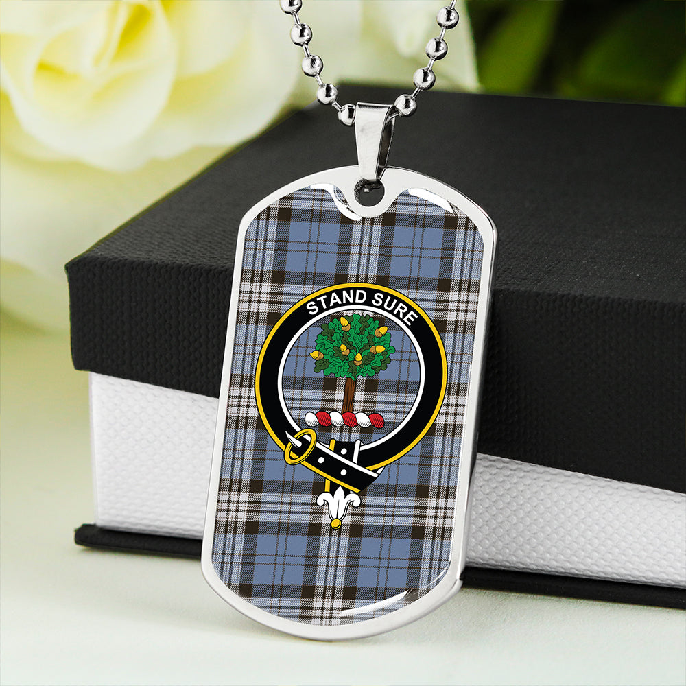 Anderson Blue Weathered Clan Badge Classic Tartan Dog Tag Necklace