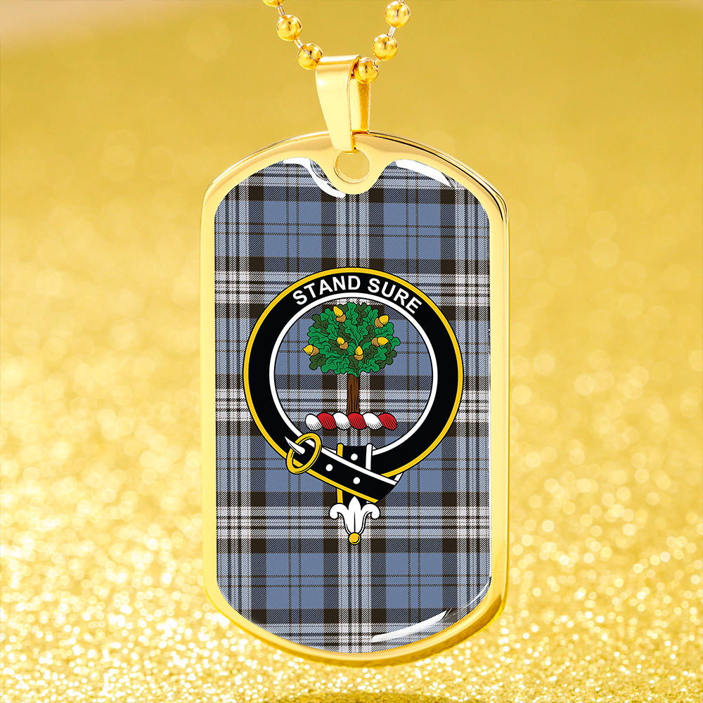 Anderson Blue Weathered Clan Badge Classic Tartan Dog Tag Necklace