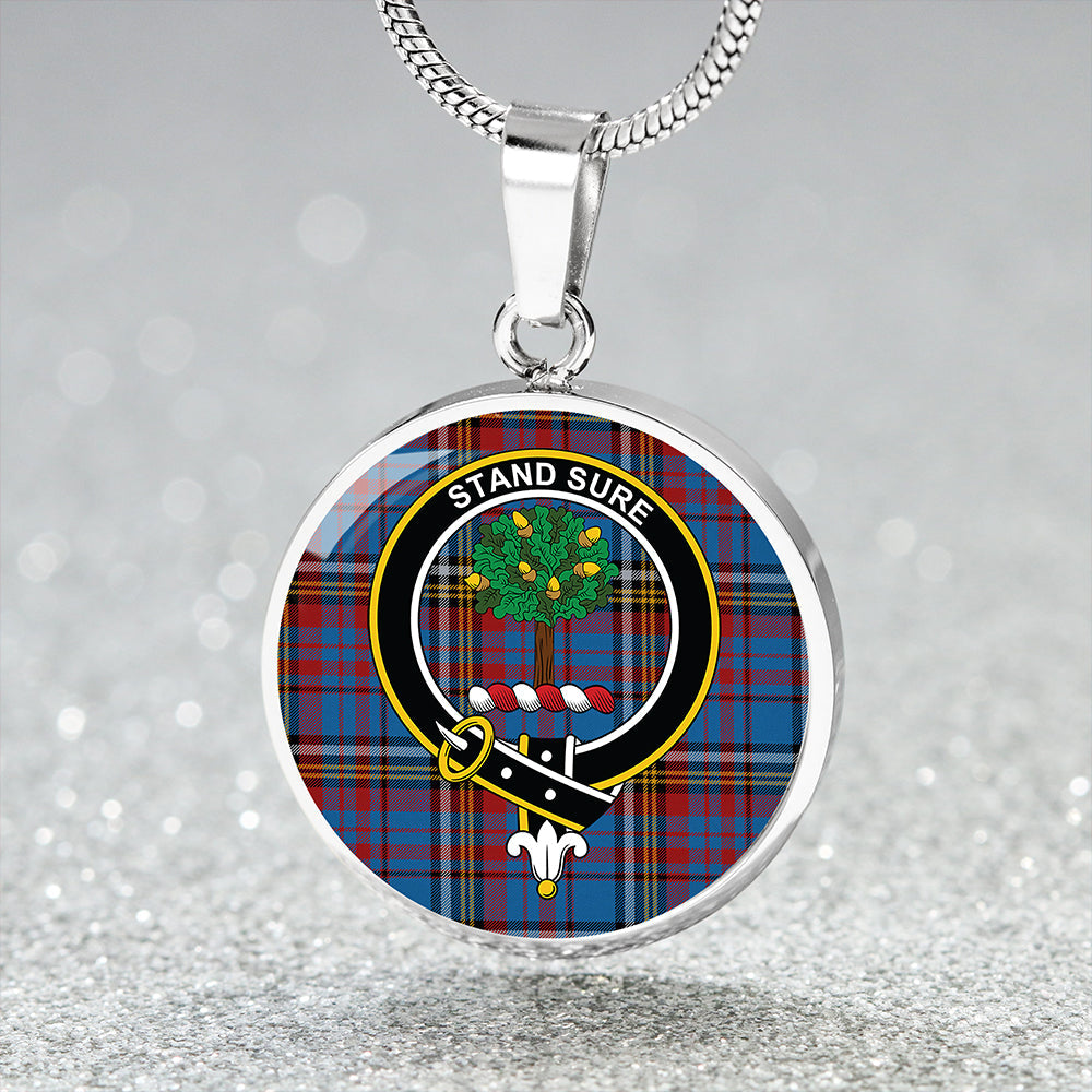 Scottish Tartan Anderson Blue Westwood Modern Clan Circle Necklace Classic Style