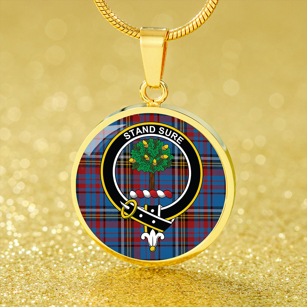 Scottish Tartan Anderson Blue Westwood Modern Clan Circle Necklace Classic Style