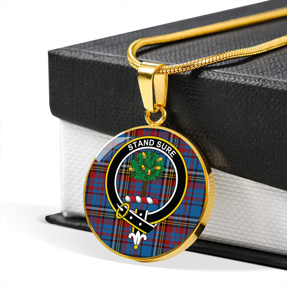 Scottish Tartan Anderson Blue Westwood Modern Clan Circle Necklace Classic Style