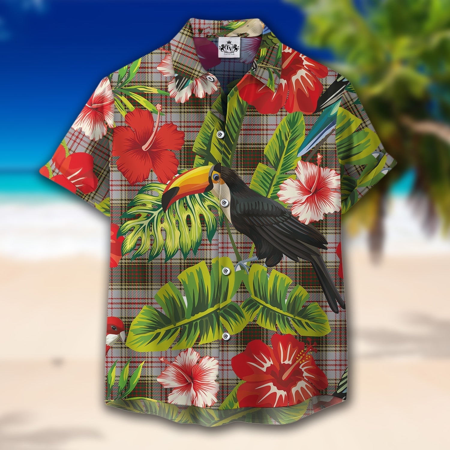 Scottish Tartan Anderson Dress Clan Hawaiian Shirt Hibiscus - Tropical Garden Style