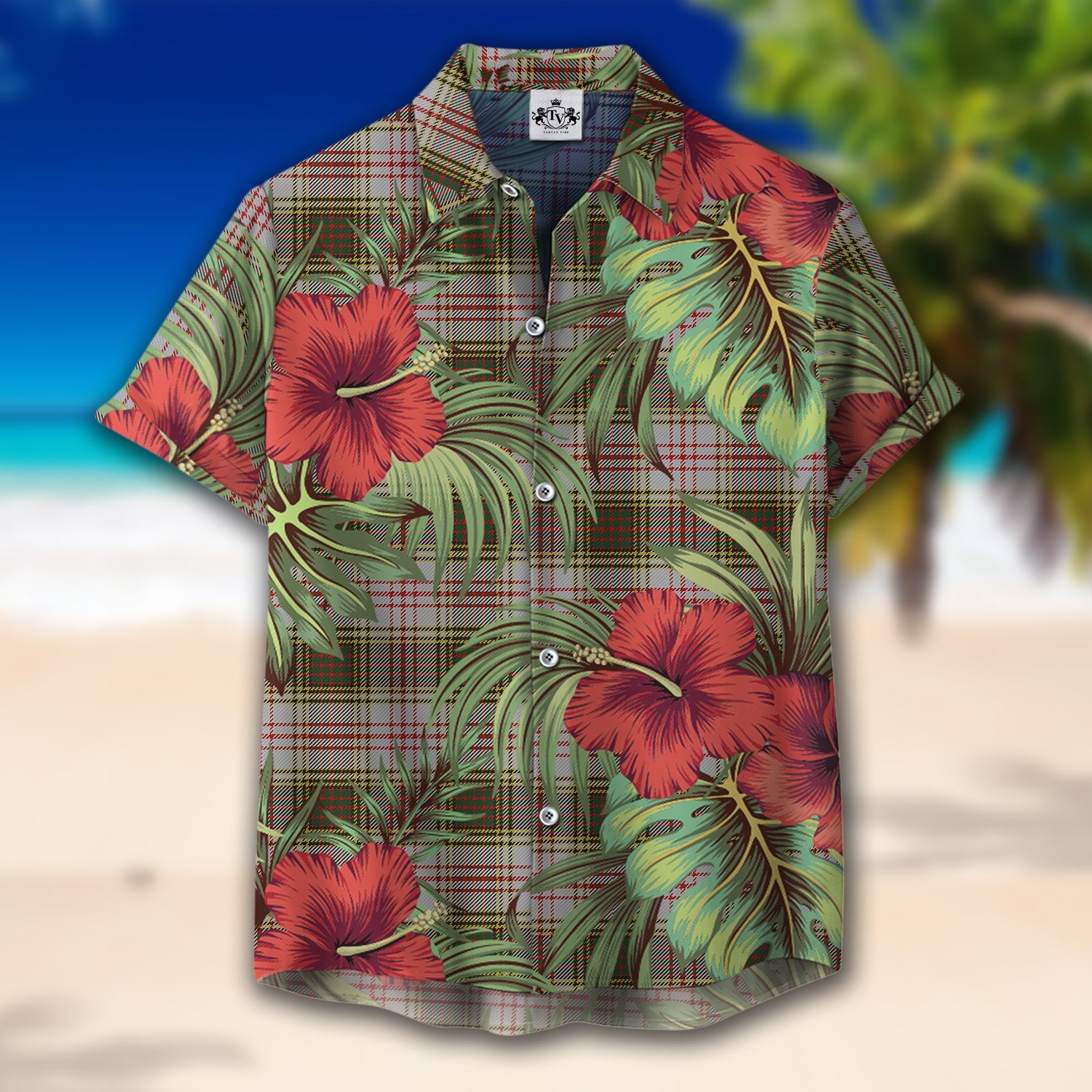 Scottish Tartan Anderson Dress Clan Hawaiian Shirt Hibiscus - Tropical Garden Style