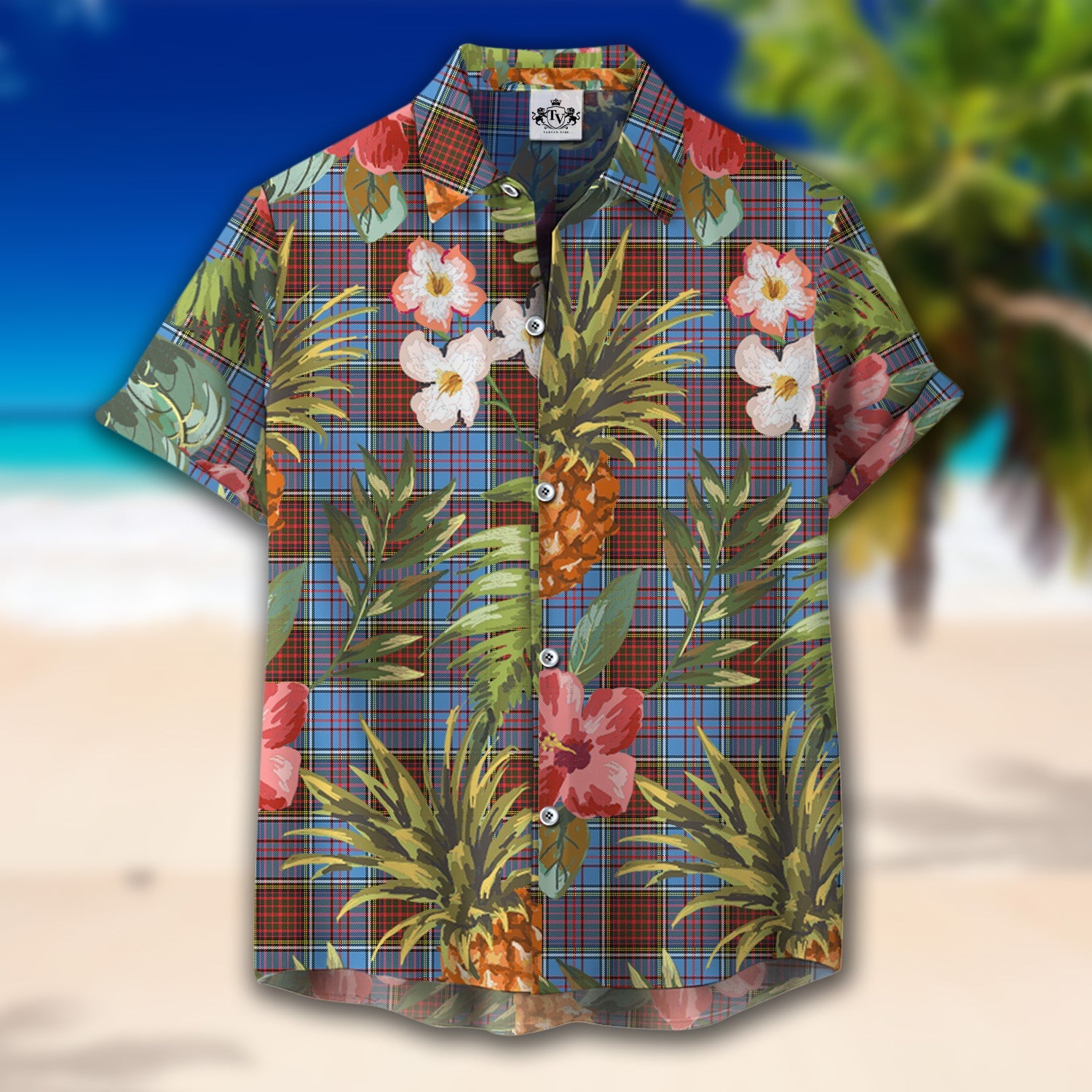 Scottish Tartan Anderson Modern Clan Hawaiian Shirt Hibiscus - Tropical Garden Style