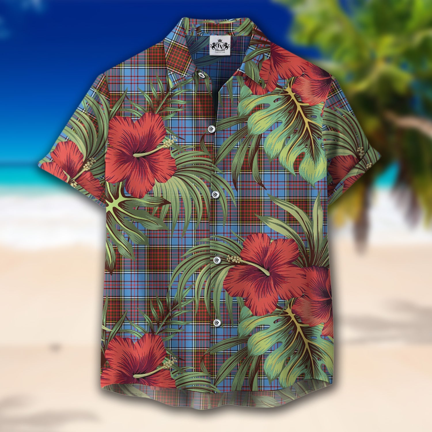 Scottish Tartan Anderson Modern Clan Hawaiian Shirt Hibiscus - Tropical Garden Style