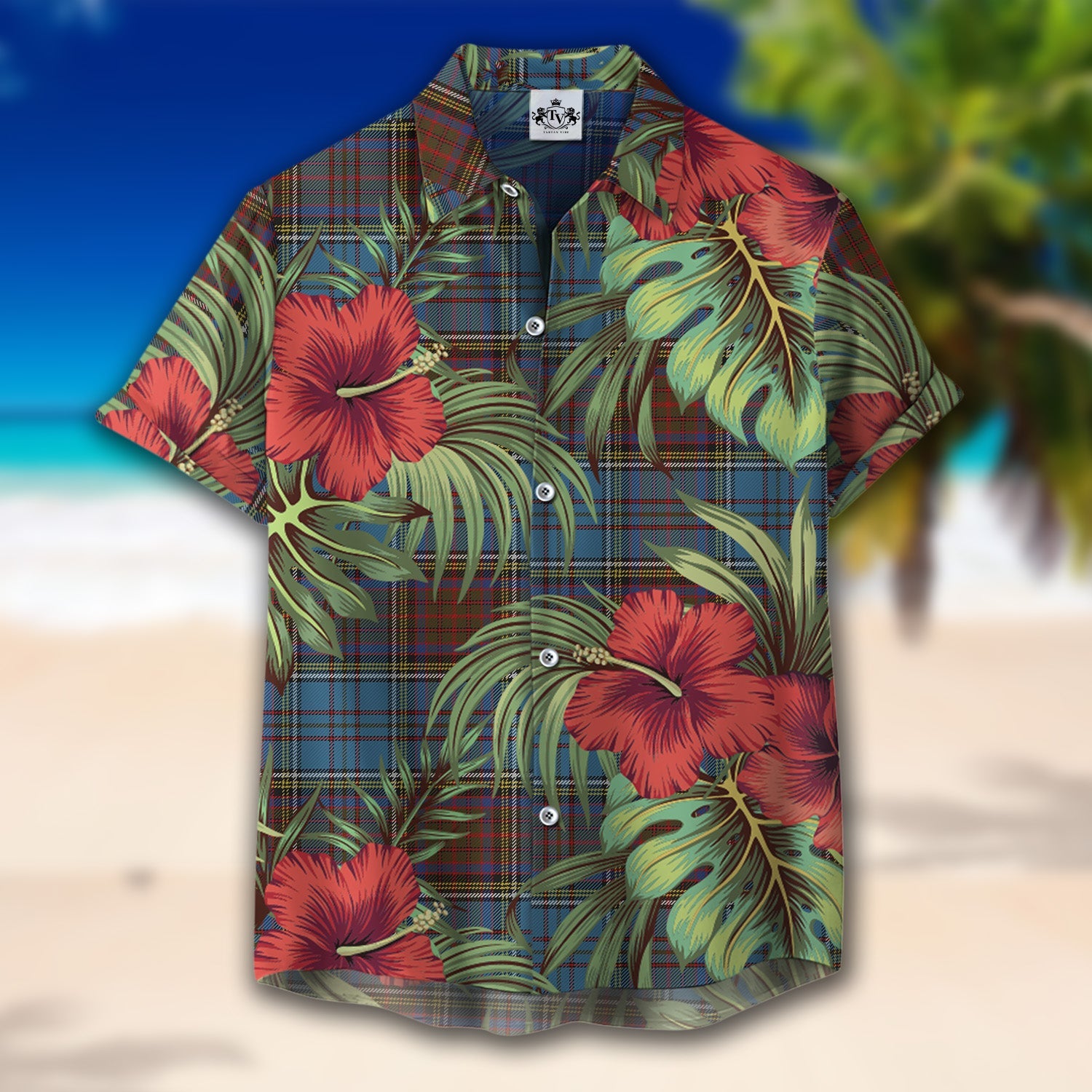 Scottish Tartan Anderson Paton Clan Hawaiian Shirt Hibiscus - Tropical Garden Style