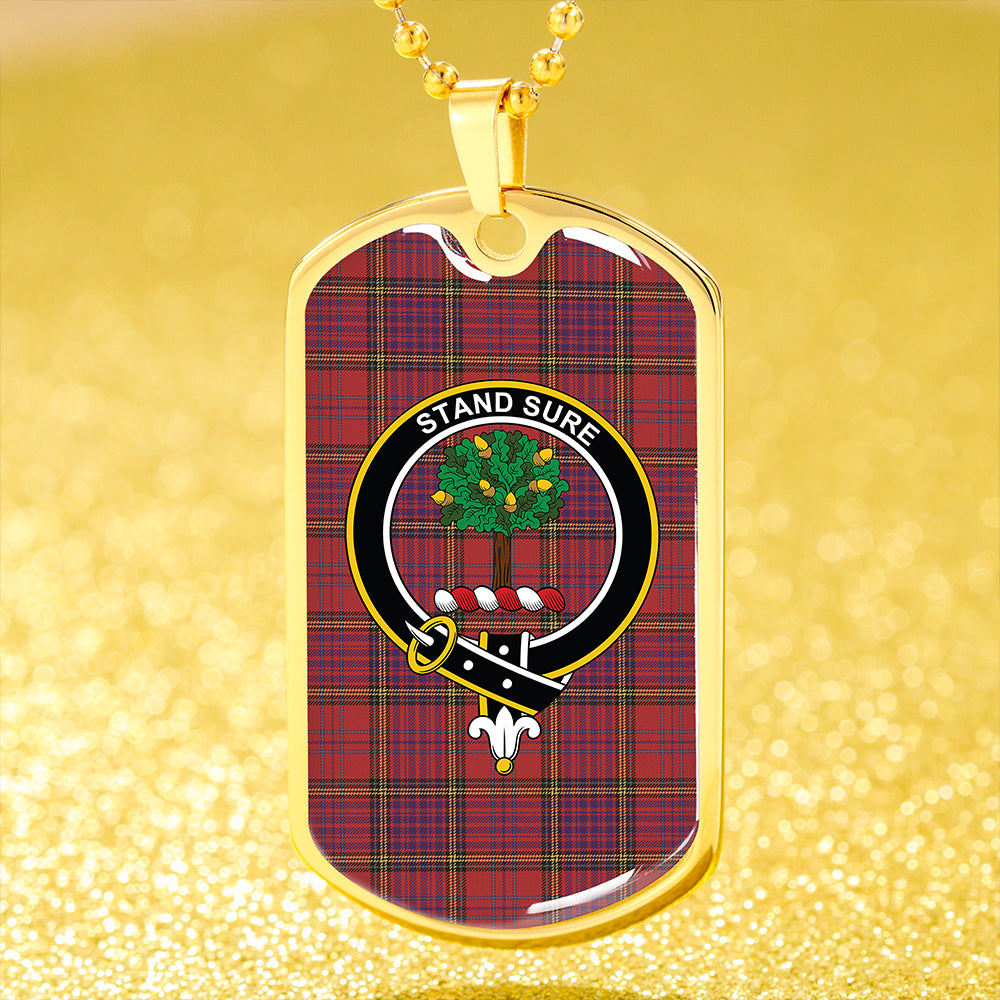 Anderson of Kinneddar Red Weathered Clan Badge Classic Tartan Dog Tag Necklace
