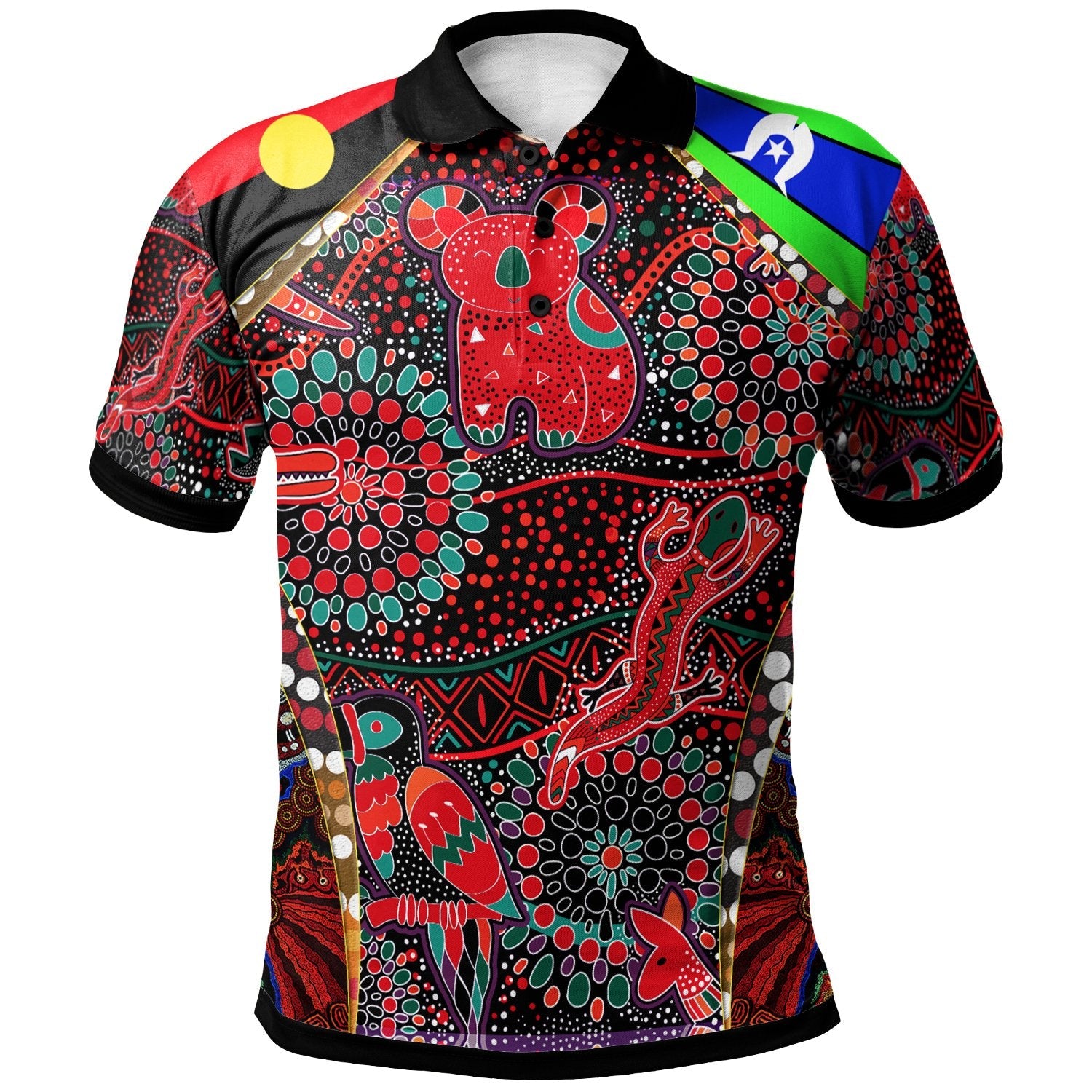Aboriginal Polo - Aboriginal Animal & Dot Patterns Polo Shirt