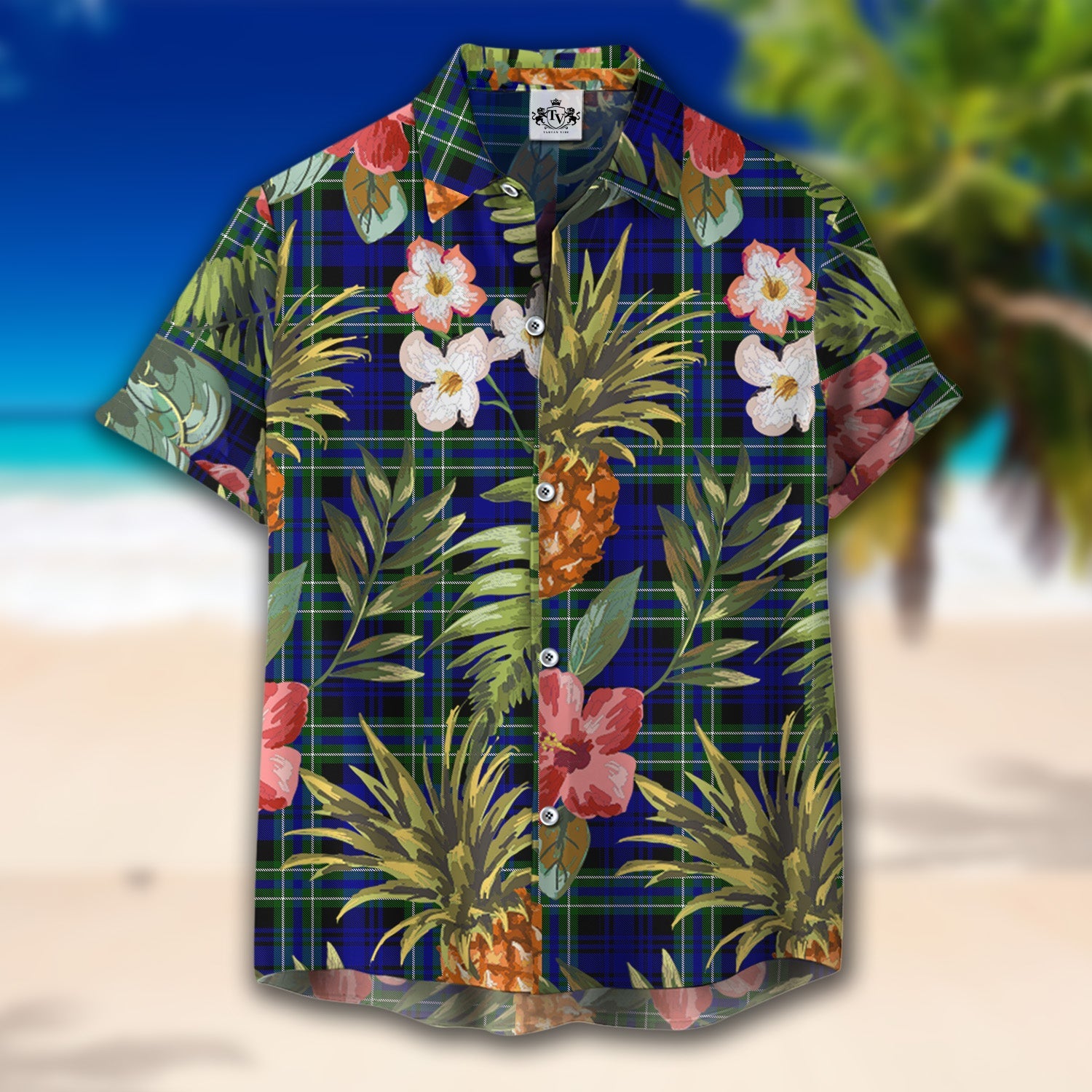 Scottish Tartan Arbuthnot Modern Clan Hawaiian Shirt Hibiscus - Tropical Garden Style