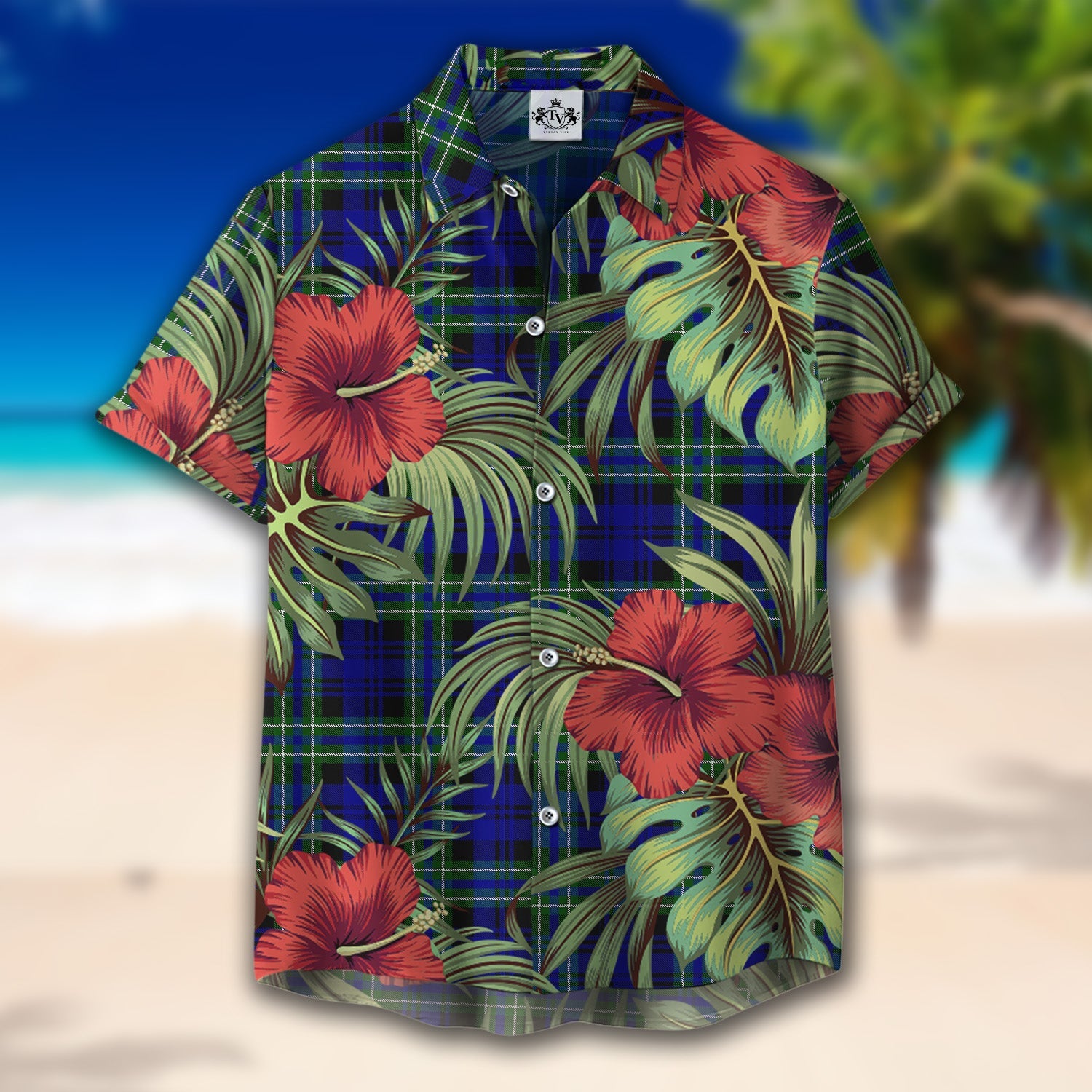 Scottish Tartan Arbuthnot Modern Clan Hawaiian Shirt Hibiscus - Tropical Garden Style