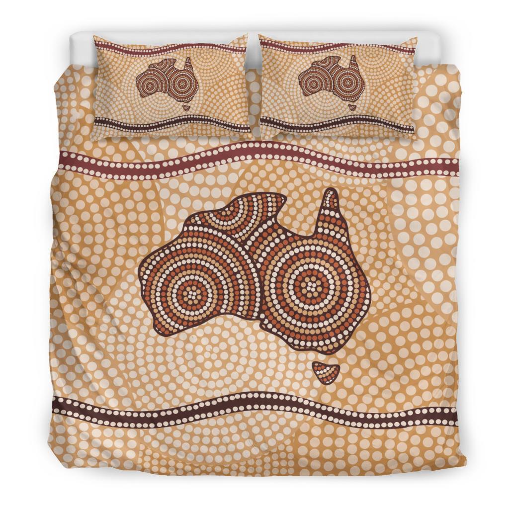Aboriginal Bedding Set - Australia Map Dot Painting