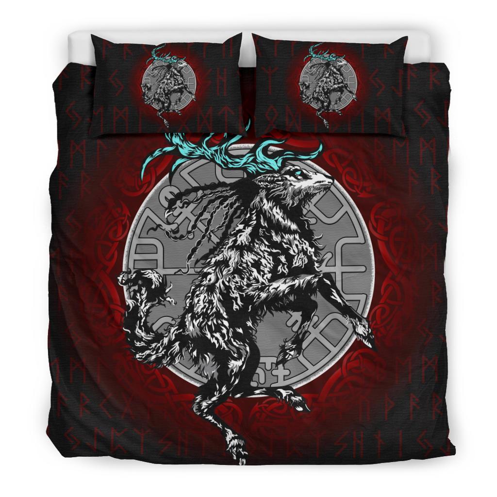 Viking Bedding Set Eikthyrnir On Top Of Valhalla