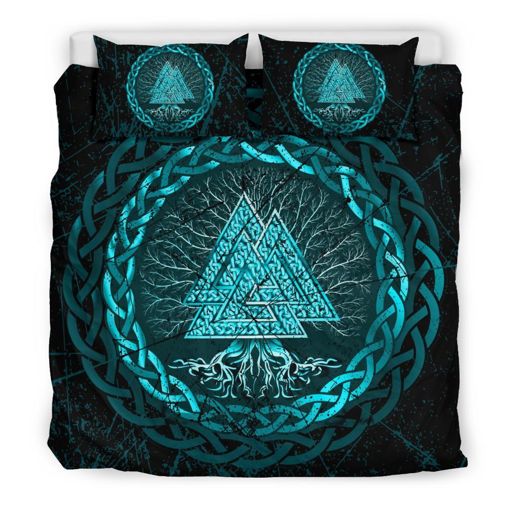 Viking Bedding Set Celtic And Valknut and Tree of Life Yggrdrasil Ver01