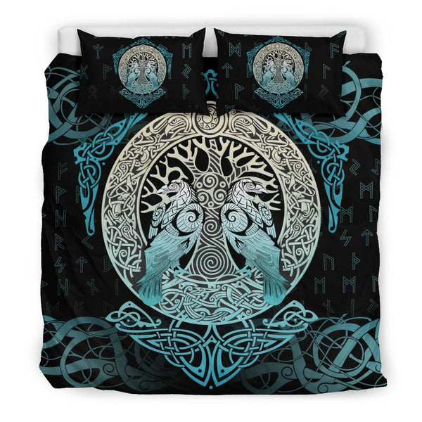 Viking Bedding Set Yggdrasil and Ravens Style