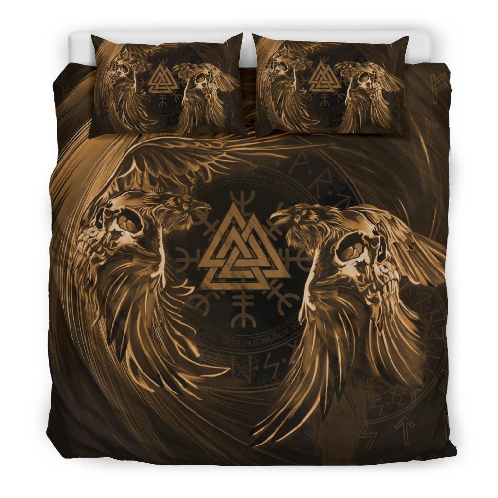 Viking Bedding Set Ravens Skull Tattoo Ver03