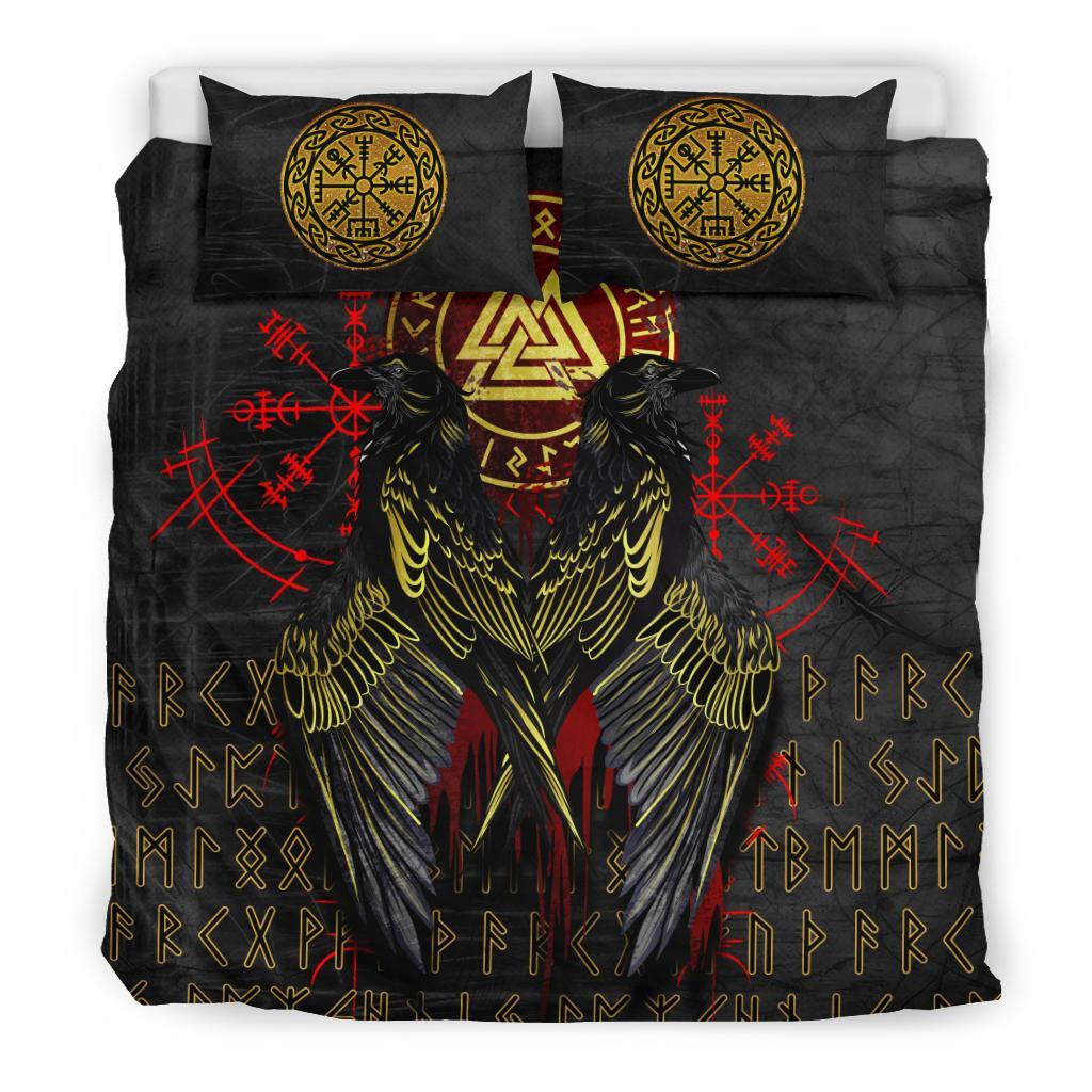 Viking Bedding Set Vikings Valknut and Ravens Tattoo