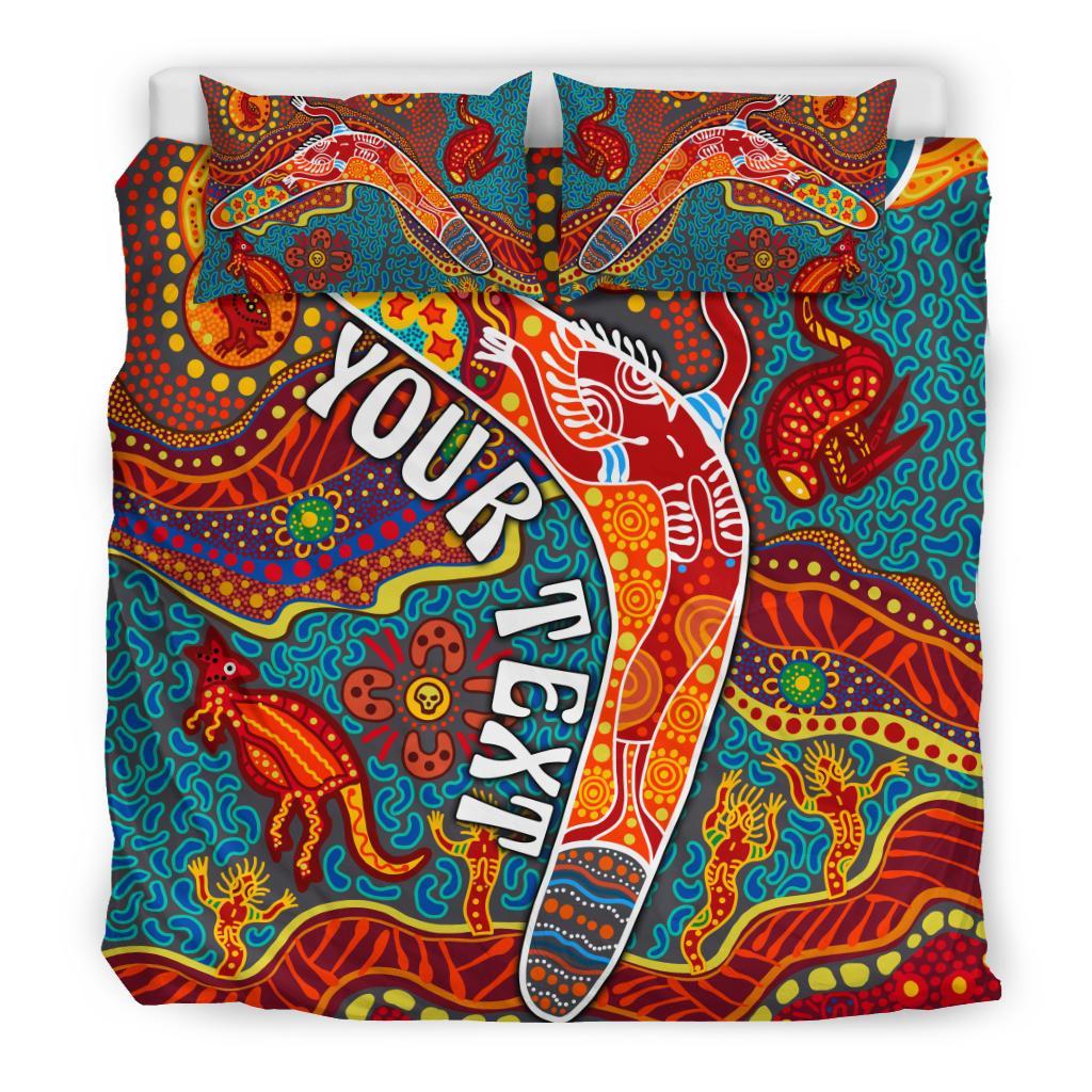 Aboriginal Personalised Bedding Set- Indigenous Boomerang