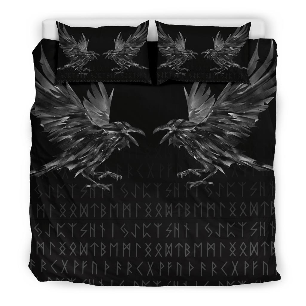 Viking Bedding Set Odin Huginn and Muninn Rune