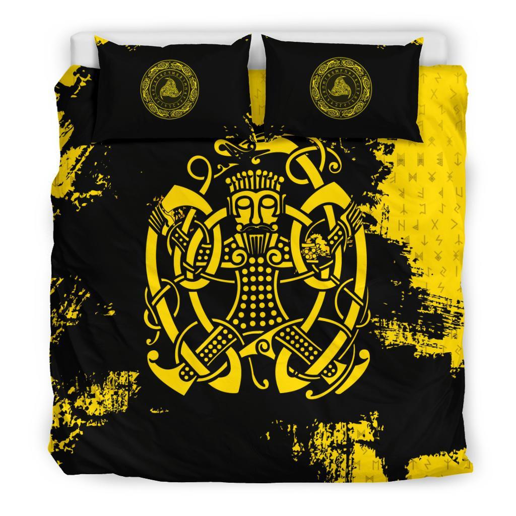 Viking Bedding Set Loki Bound Triskele Rune Gold