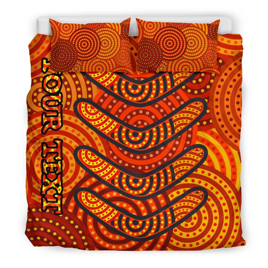 Aboriginal Personalised Bedding Set - Aboriginal Boomerangs And Dot Circle